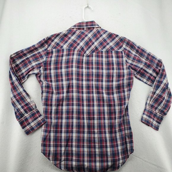 Young Bloods Shirt Men's Long Sleeve Pearl Snap Up Collared Plaid Western Blue M - Picture 8 of 12